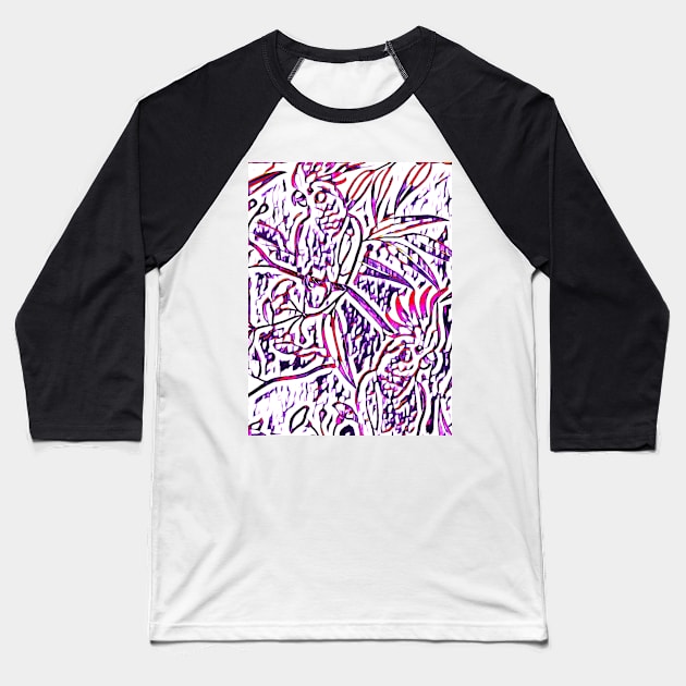 Purple Parrots Baseball T-Shirt by Tovers